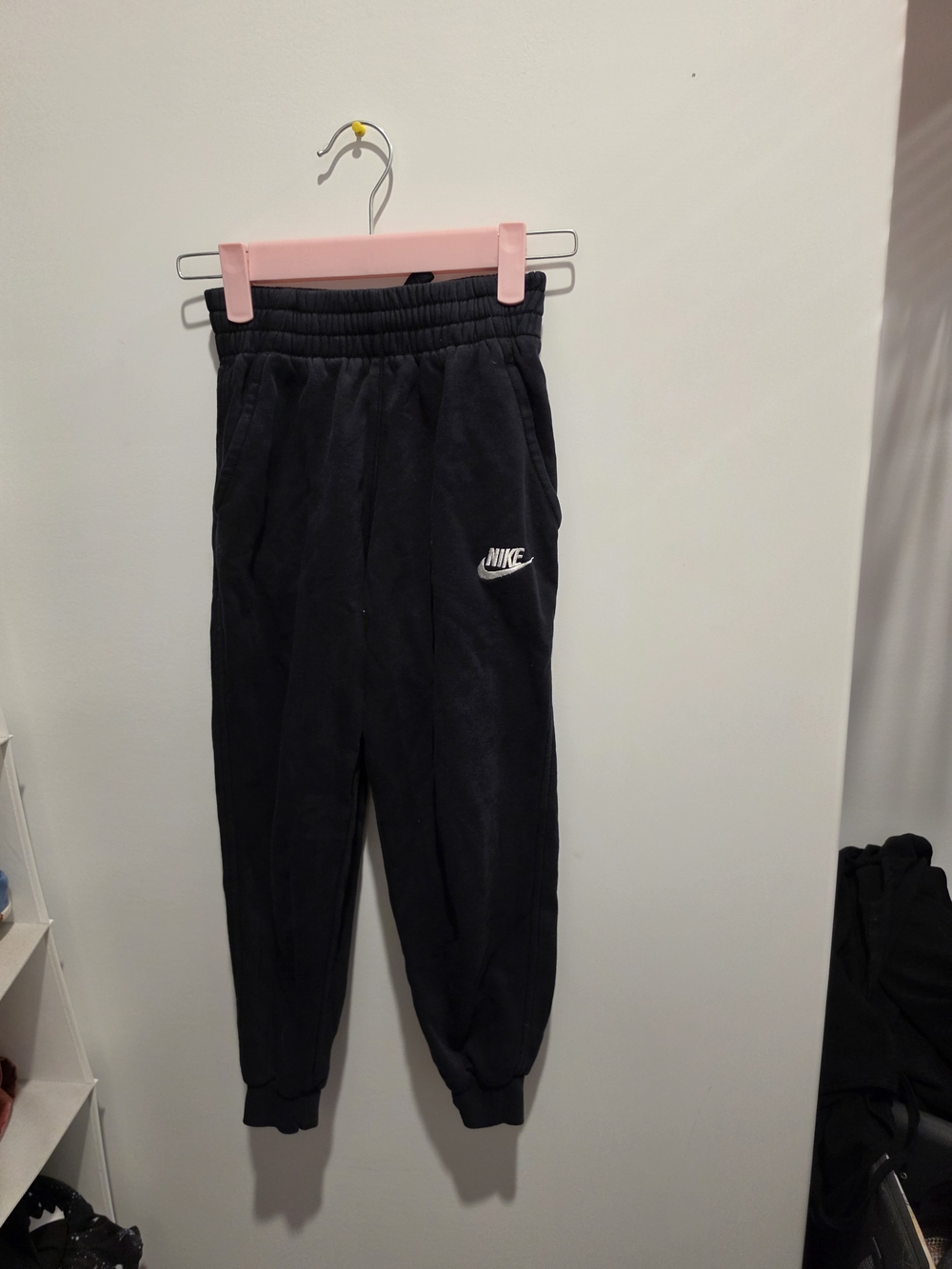 Nike Black Kids Jogger Sweatpants with White Logo